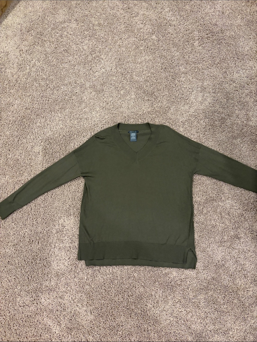 Matty M Olive V-Neck Tunic Sweater